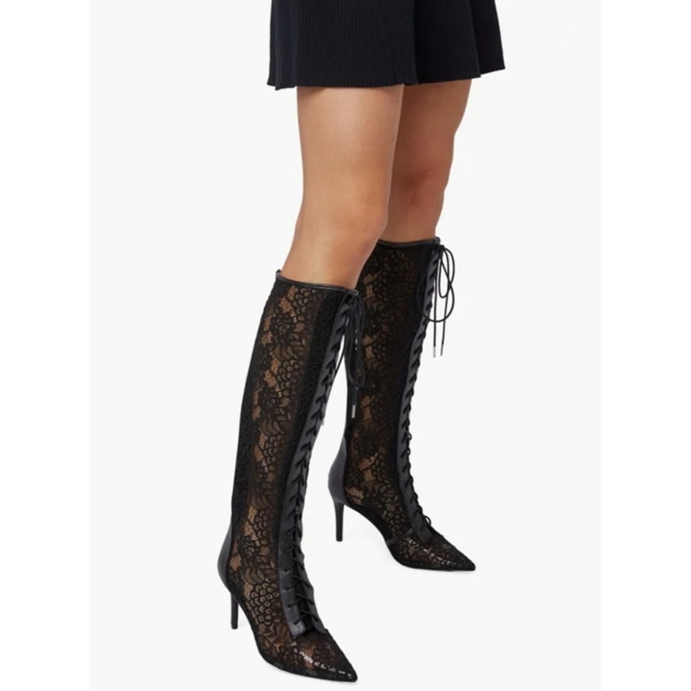 JUSTFAB Khloy Victorian Lace Boot Black Caviar | Size 6